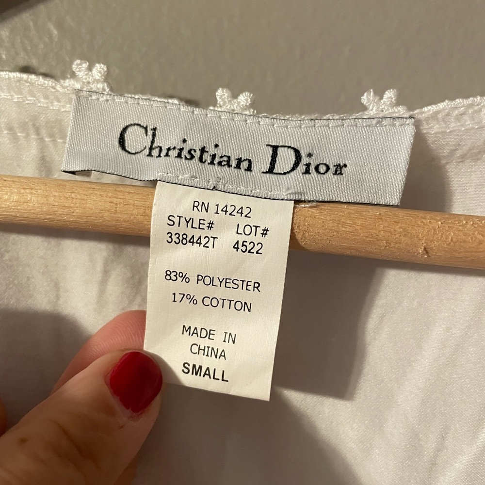 Vintage White Christian Dior Long Nightgown With Lace Trim Size SMALL - Picture 5 of 7